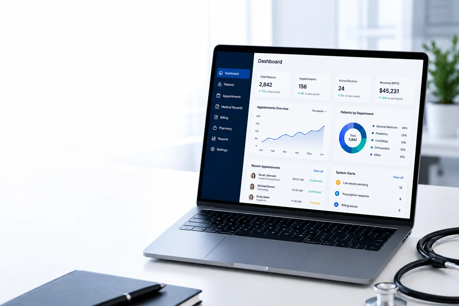 Modern healthcare platform demo interface